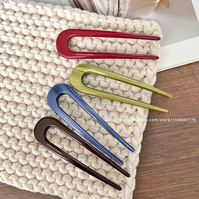 South Korea France Gold Label Blogger Same Small U-shaped Hairpin French Princess Head Maruko Head Flower Bud Hair Insertion