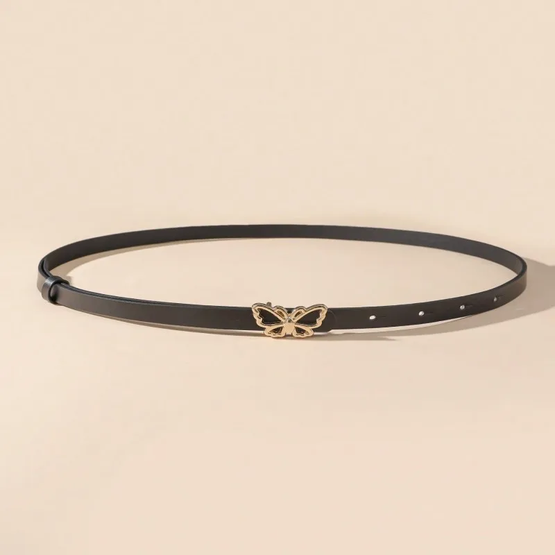 A Small Waist Belt with a Butterfly Buckle, Suitable for Dresses, Shirts and Jeans. It's a New Summer Style That Cinches the Wai