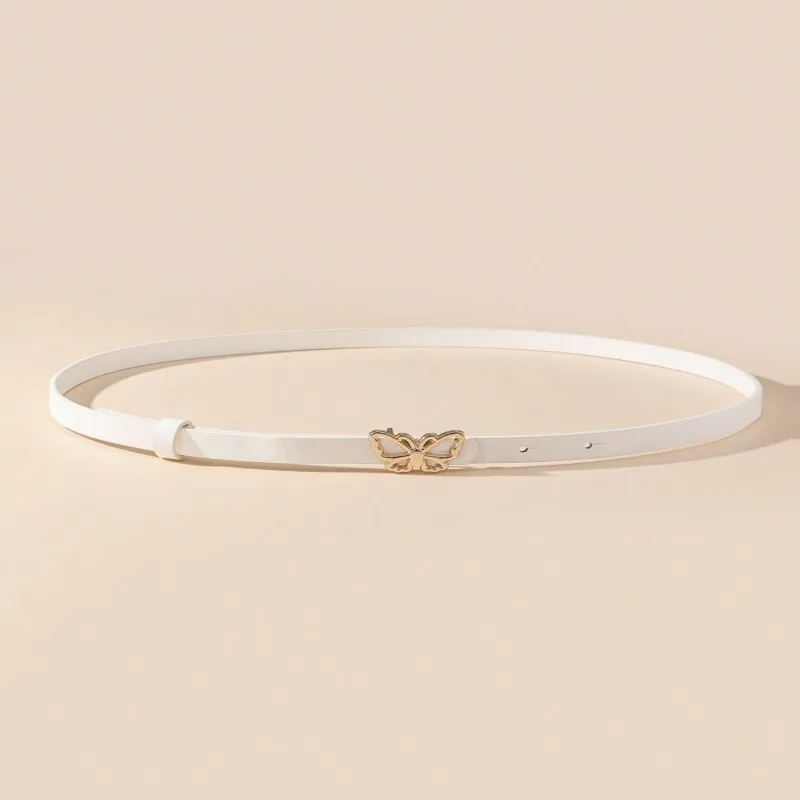 A Small Waist Belt with a Butterfly Buckle, Suitable for Dresses, Shirts and Jeans. It's a New Summer Style That Cinches the Wai