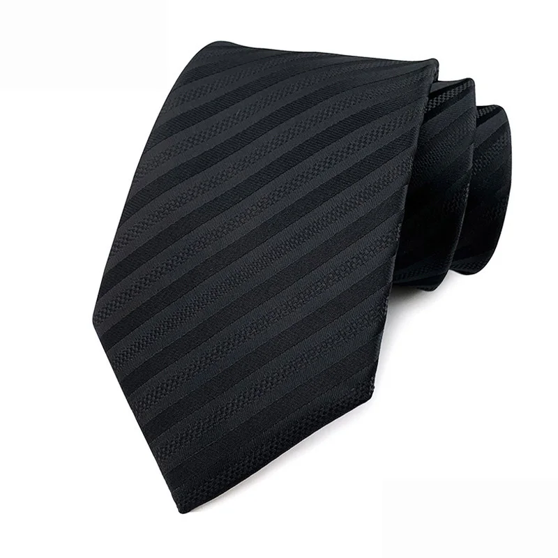 Luxury 8CM Mens Necktie Black Color Stripes Floral Plaid Ties For Man Groom Jacquard Woven Neck Tie For Business Wedding Party