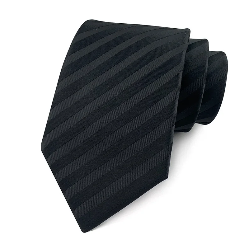 Luxury 8CM Mens Necktie Black Color Stripes Floral Plaid Ties For Man Groom Jacquard Woven Neck Tie For Business Wedding Party