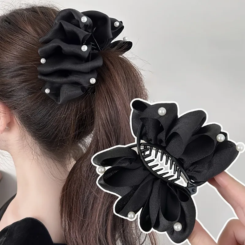 1pc Elegant Bubble Hair Clip Imitating Pearl Women's Ponytail Hair Shark Clip Fashion Versatile Hair Accessory Holiday Gifts