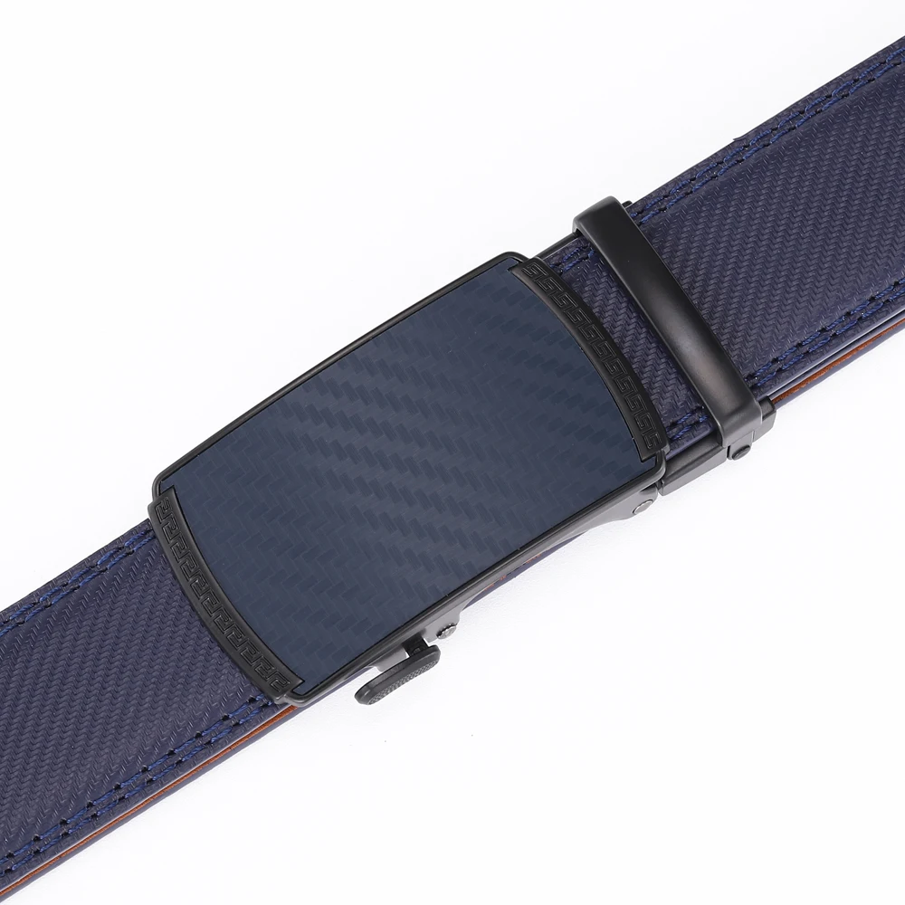 Men Leather Belt Alloy Automatic Buckle Male Belt Man Fashion Belts Genuine Leather Luxury Belts for Men Business Designer Blue