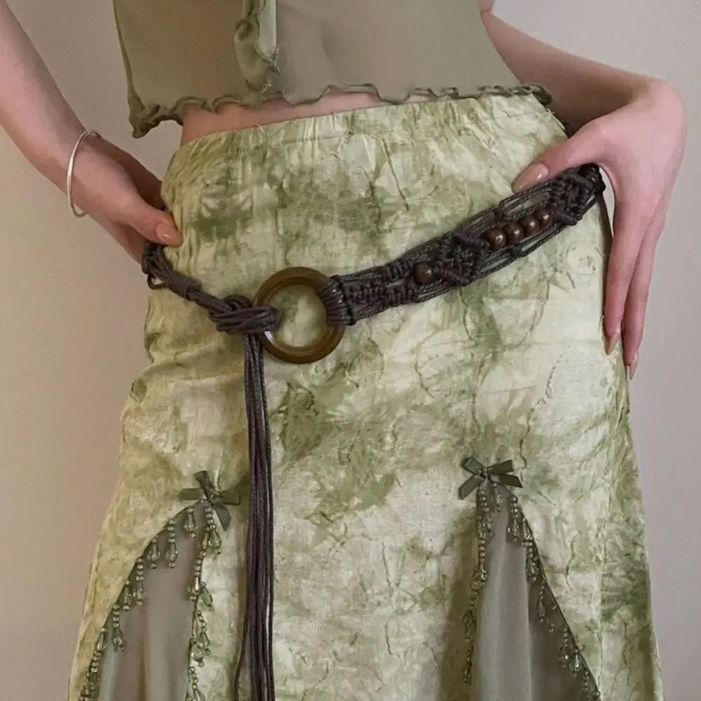 Braided Waist Chain Women's Versatile Dress Belt Ethnic Style Tie Waist Rope Punk Y2k Spice Girls Streetwear Lace-up Belt
