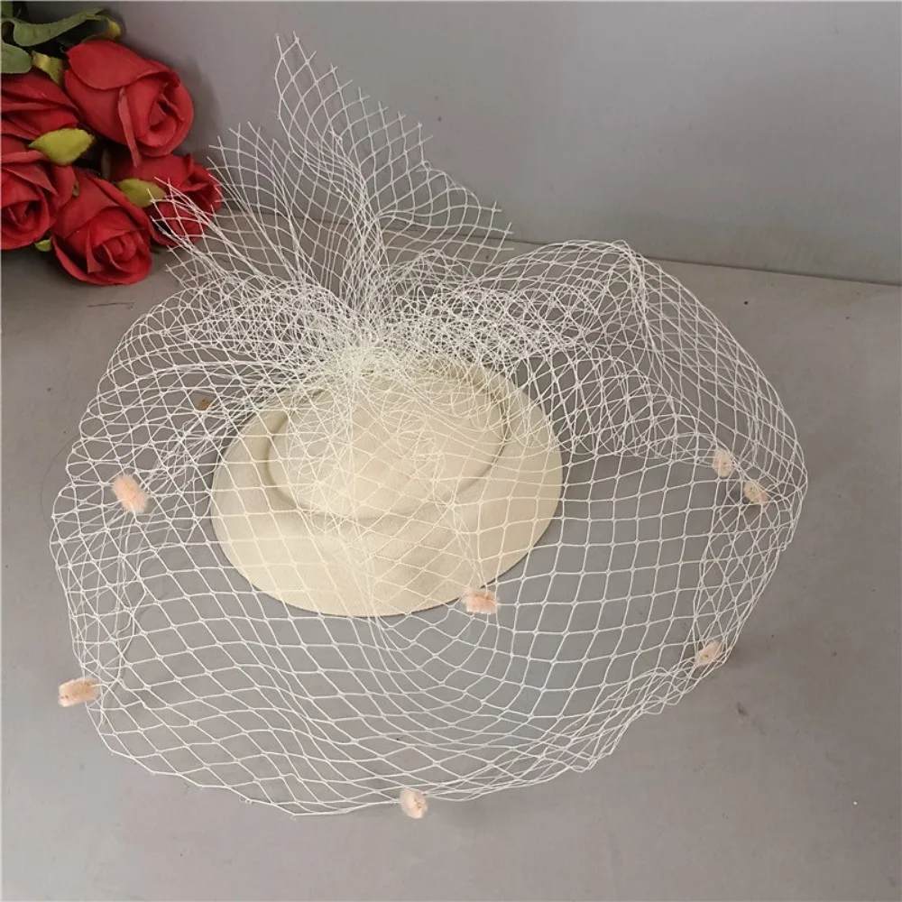 Retro Black Veil Small Top Hat Mesh Wool Felt Hats Bride Headpiece Hair Accessories