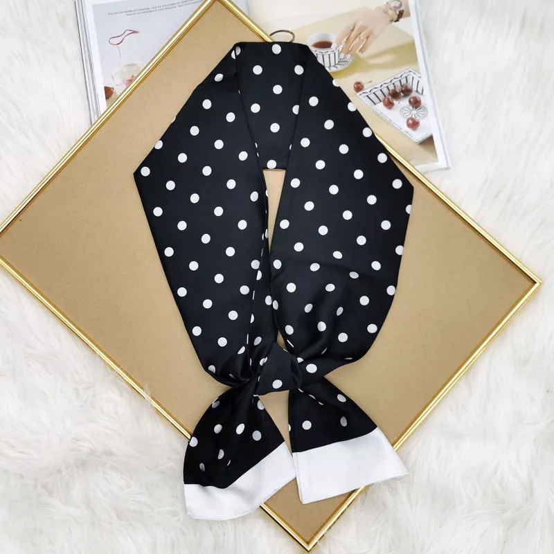 Luxury Design Print Hair Ribbon Scarf Women Neck Tie Bag Scarfs Satin Silk Skinny Headscarves Ladies Foulard Floral Bands