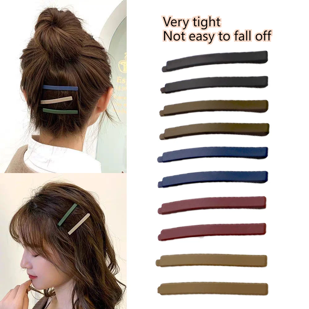 6PC Korean Simple Style Solid Khaki Pink Color Matte Hairpin Hairgrip for Girls Women Sweetly Hair Side Clips Accessories