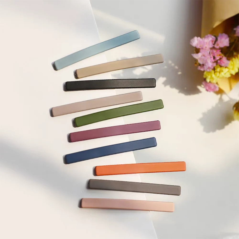 6PC Korean Simple Style Solid Khaki Pink Color Matte Hairpin Hairgrip for Girls Women Sweetly Hair Side Clips Accessories