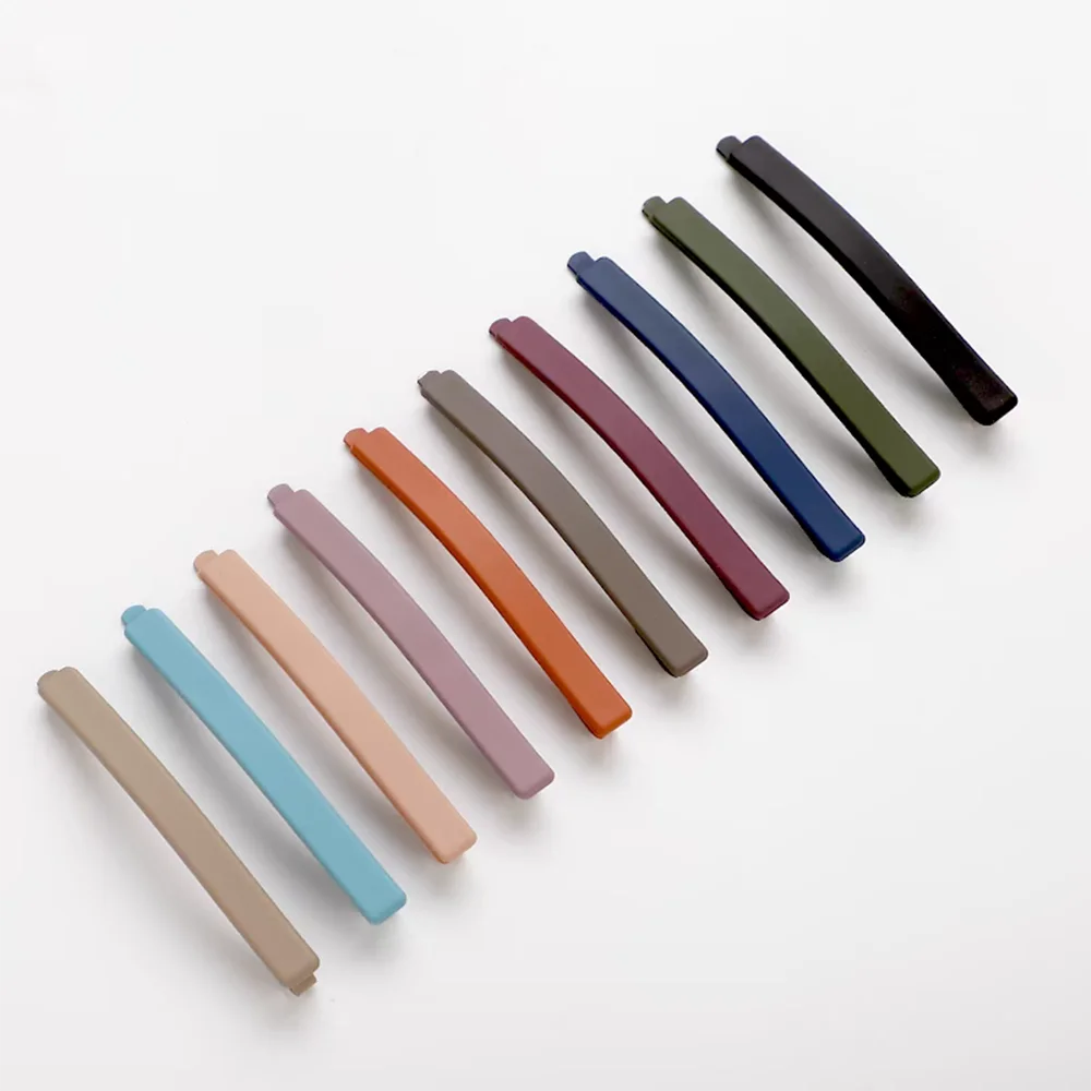 6PC Korean Simple Style Solid Khaki Pink Color Matte Hairpin Hairgrip for Girls Women Sweetly Hair Side Clips Accessories