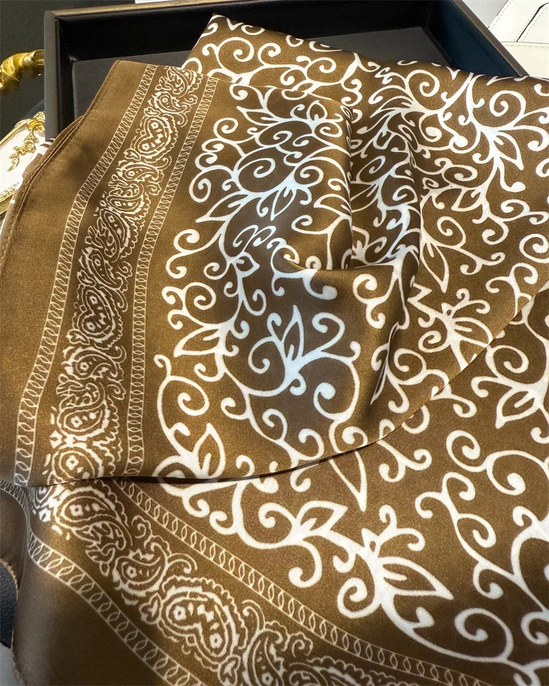 New Fashion Paisley Print Shawl Square Scarf for Women Soft Satin Wraps Neckerchief Female Hair Bands Ribbon Headband Bandana