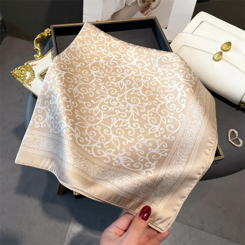 New Fashion Paisley Print Shawl Square Scarf for Women Soft Satin Wraps Neckerchief Female Hair Bands Ribbon Headband Bandana