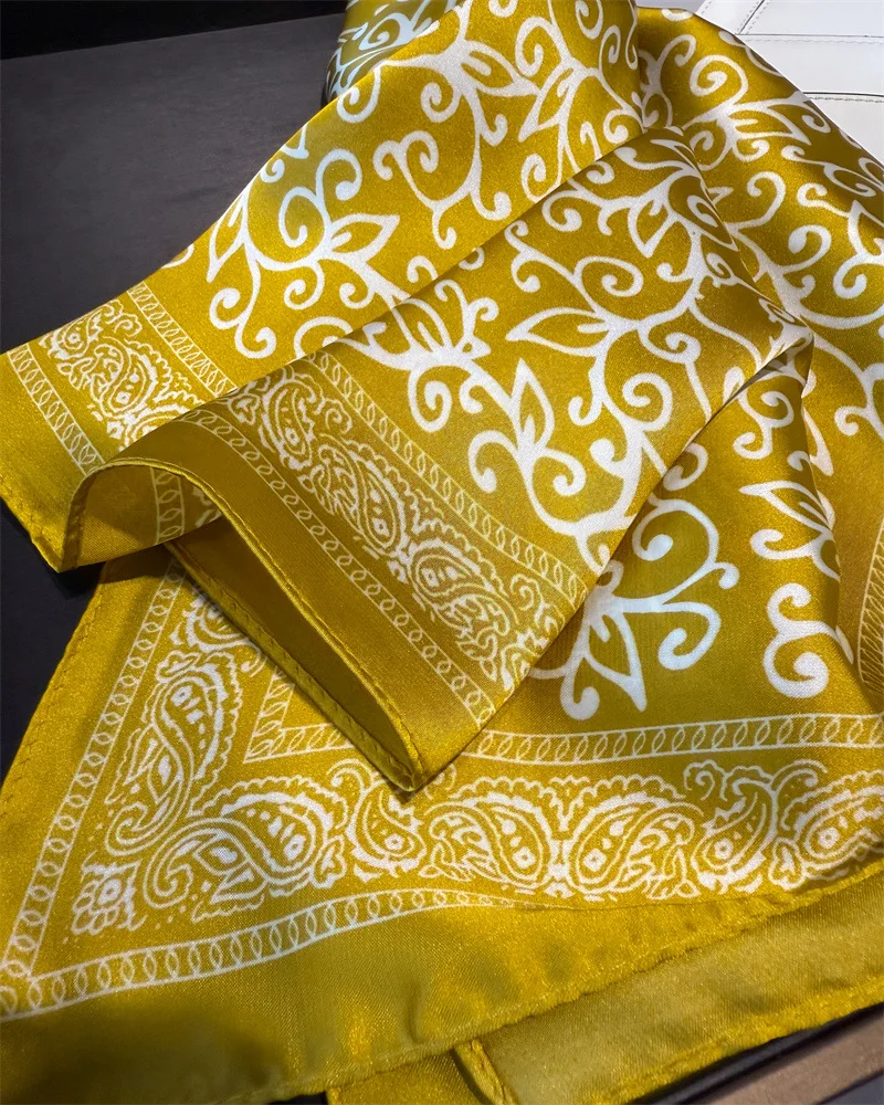 New Fashion Paisley Print Shawl Square Scarf for Women Soft Satin Wraps Neckerchief Female Hair Bands Ribbon Headband Bandana