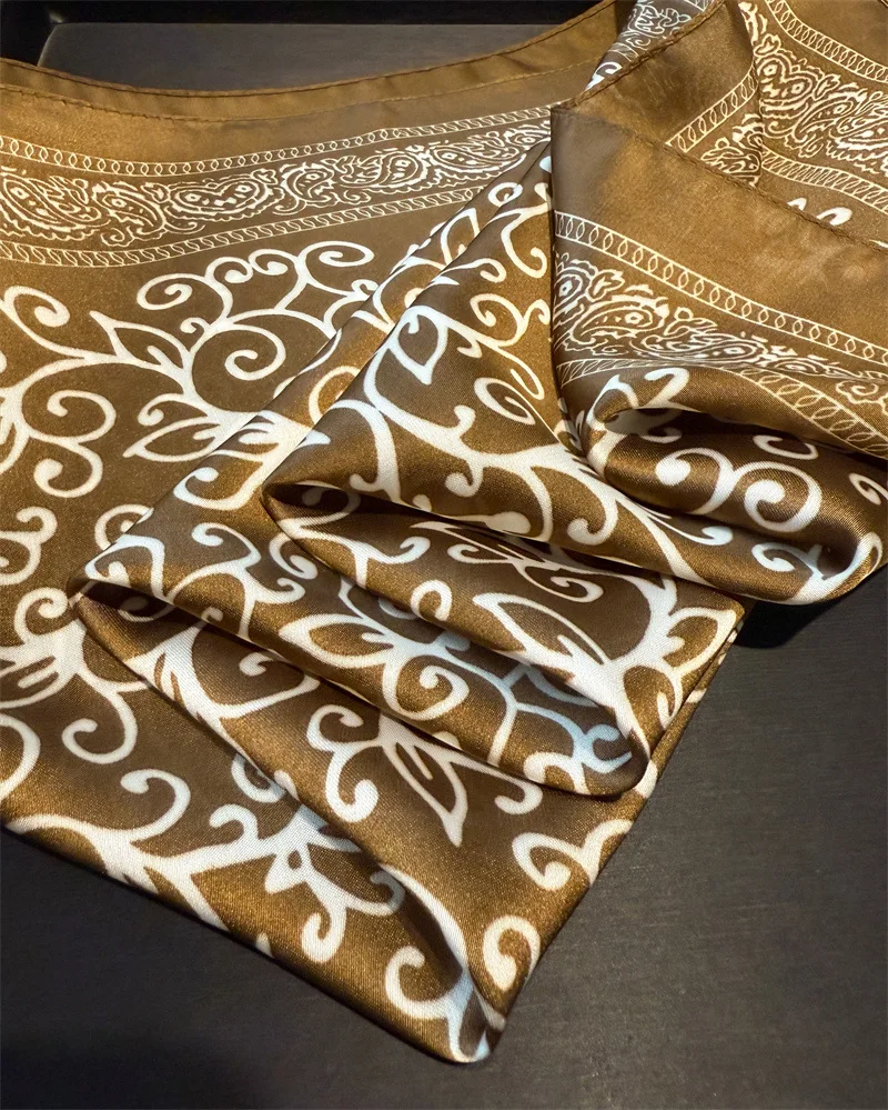 New Fashion Paisley Print Shawl Square Scarf for Women Soft Satin Wraps Neckerchief Female Hair Bands Ribbon Headband Bandana