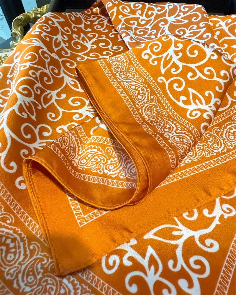 New Fashion Paisley Print Shawl Square Scarf for Women Soft Satin Wraps Neckerchief Female Hair Bands Ribbon Headband Bandana