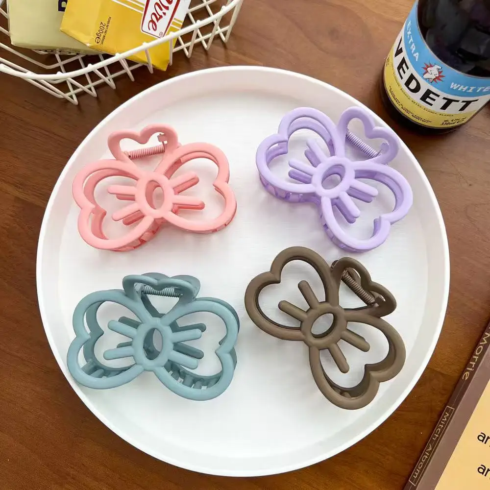 1pc multi-color cute hollow cat face bow hairpin, high-end Medium size mattee grab clip, sweet love hairpin half-tie hair claw