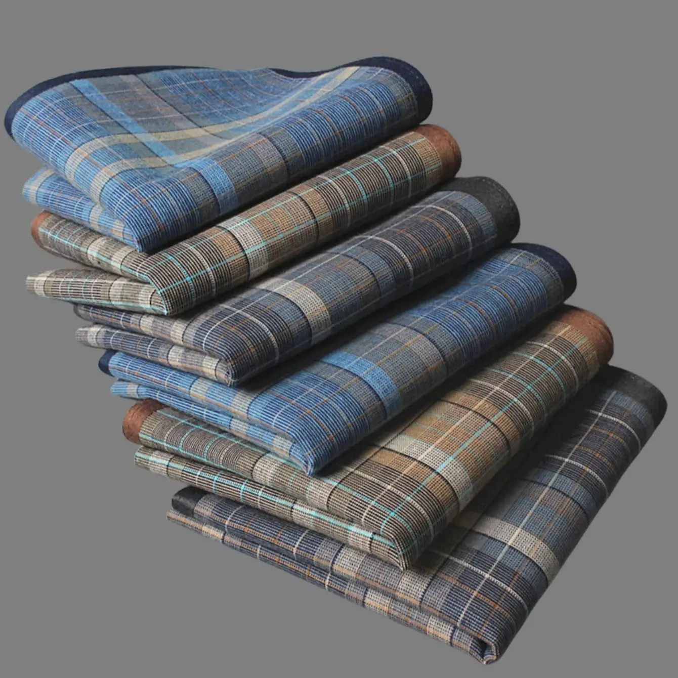 6PCS Fabric Handkerchief Thin Style Men's Business Plaid Western Cloth Outdoor Decorative Handkerchief Soft Sweat 15.7 Inch