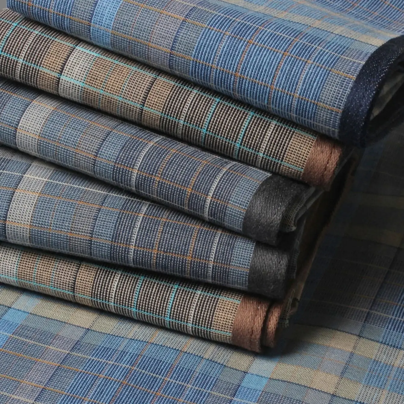 6PCS Fabric Handkerchief Thin Style Men's Business Plaid Western Cloth Outdoor Decorative Handkerchief Soft Sweat 15.7 Inch