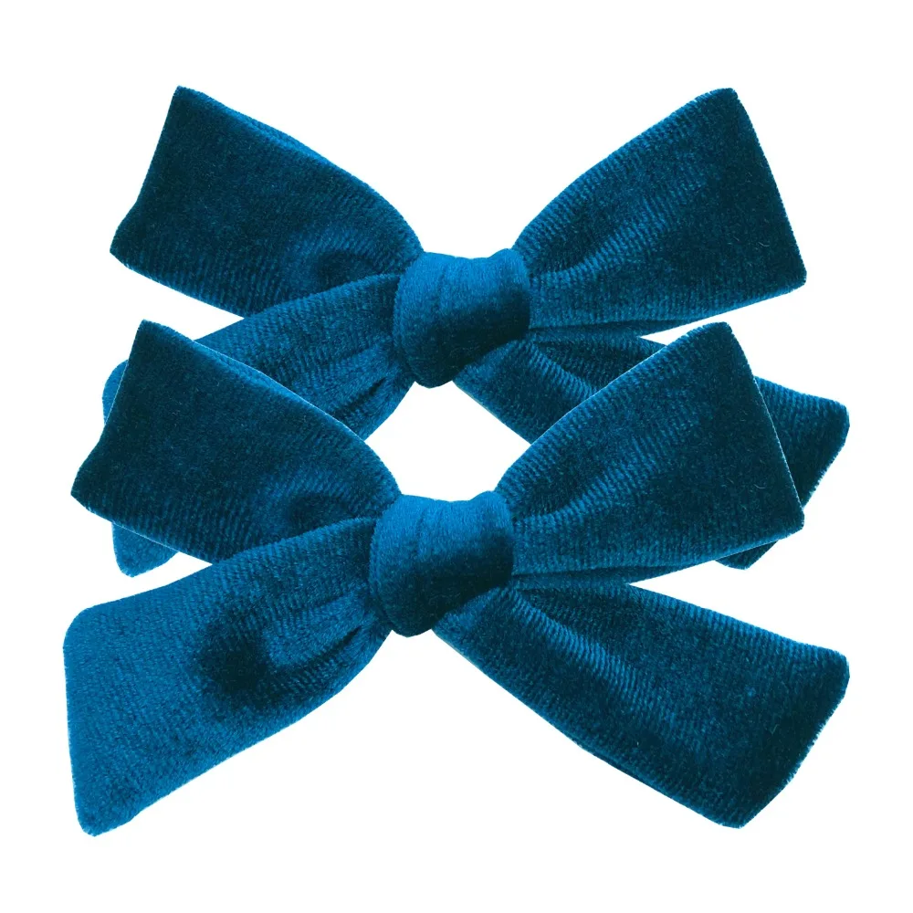 2 PCS Vintage Velvet 3.5 inch hair bow clips Baby Girls fabric piggy tail Hair clips Barrettes Hairpins Kids Hair Accessories