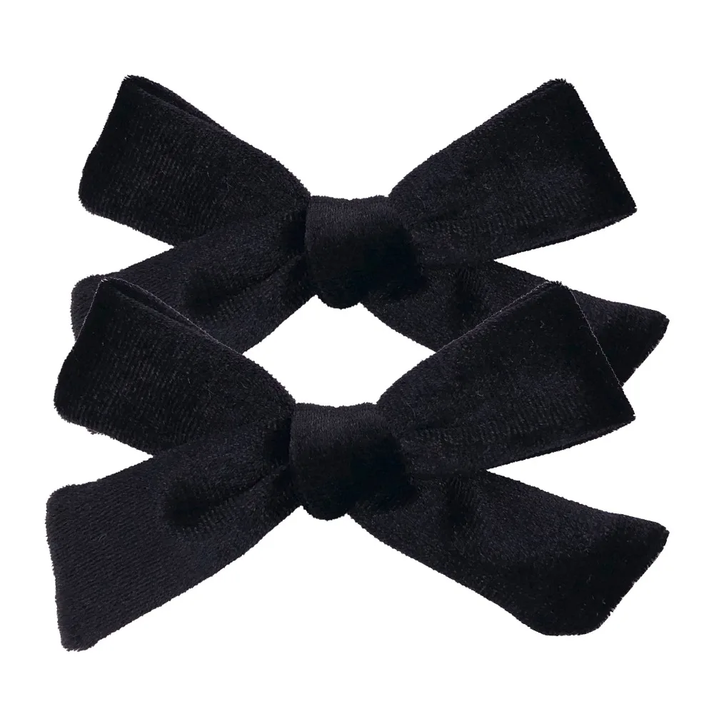 2 PCS Vintage Velvet 3.5 inch hair bow clips Baby Girls fabric piggy tail Hair clips Barrettes Hairpins Kids Hair Accessories