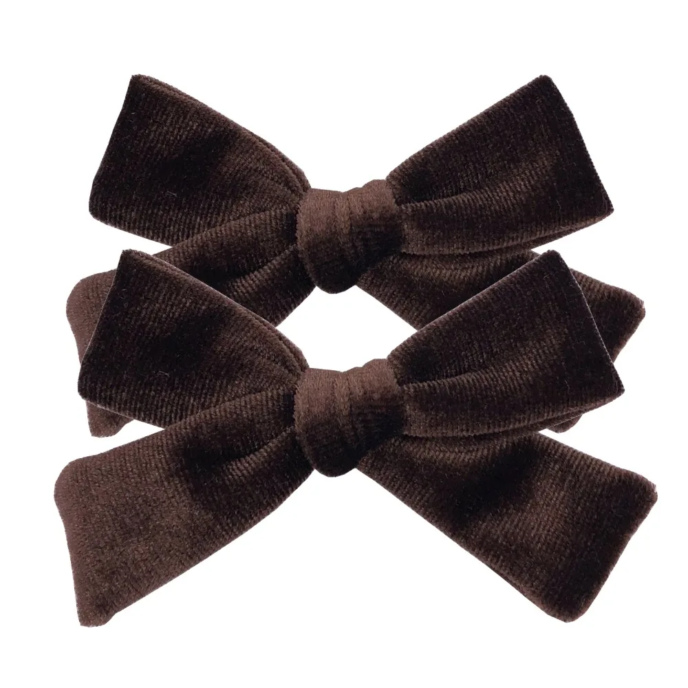 2 PCS Vintage Velvet 3.5 inch hair bow clips Baby Girls fabric piggy tail Hair clips Barrettes Hairpins Kids Hair Accessories
