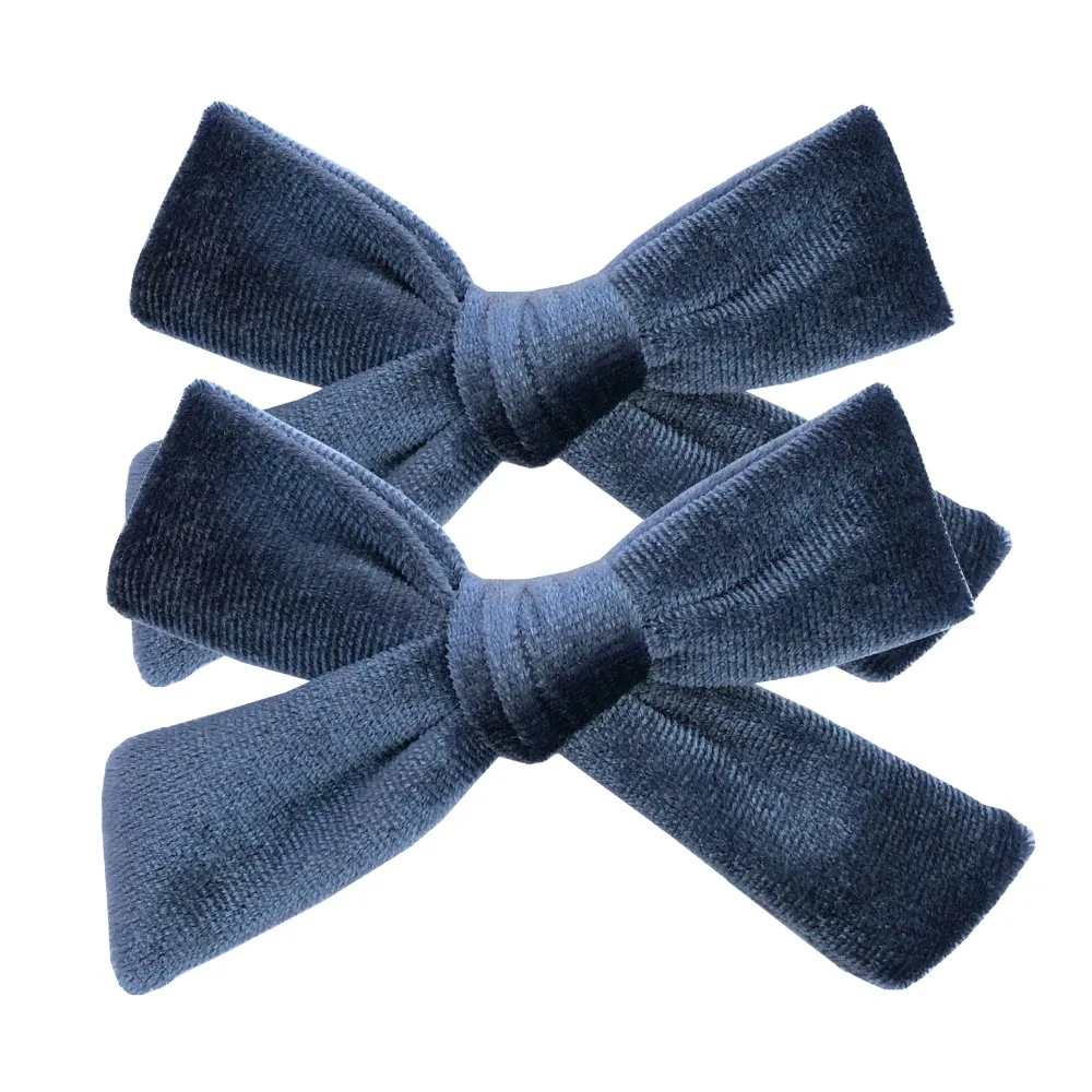 2 PCS Vintage Velvet 3.5 inch hair bow clips Baby Girls fabric piggy tail Hair clips Barrettes Hairpins Kids Hair Accessories