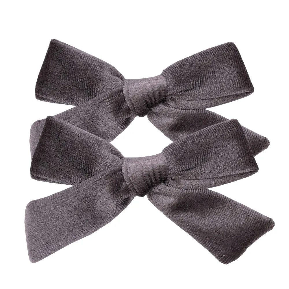 2 PCS Vintage Velvet 3.5 inch hair bow clips Baby Girls fabric piggy tail Hair clips Barrettes Hairpins Kids Hair Accessories
