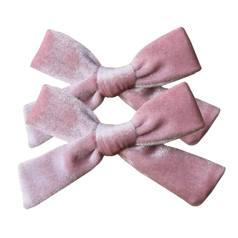 2 PCS Vintage Velvet 3.5 inch hair bow clips Baby Girls fabric piggy tail Hair clips Barrettes Hairpins Kids Hair Accessories