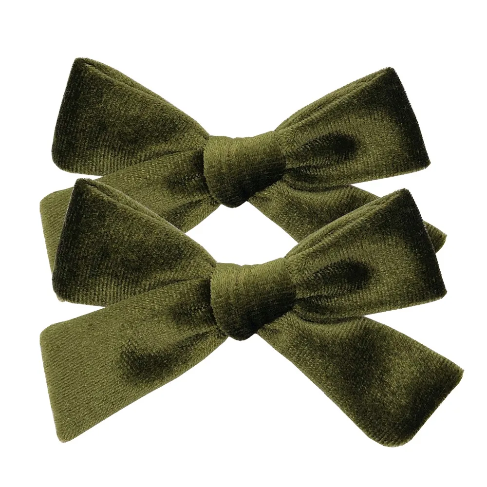 2 PCS Vintage Velvet 3.5 inch hair bow clips Baby Girls fabric piggy tail Hair clips Barrettes Hairpins Kids Hair Accessories