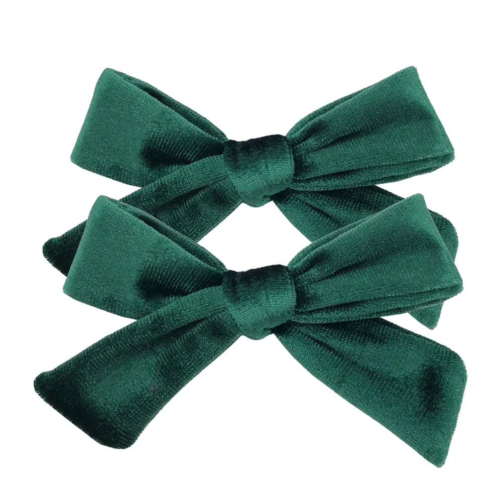 2 PCS Vintage Velvet 3.5 inch hair bow clips Baby Girls fabric piggy tail Hair clips Barrettes Hairpins Kids Hair Accessories