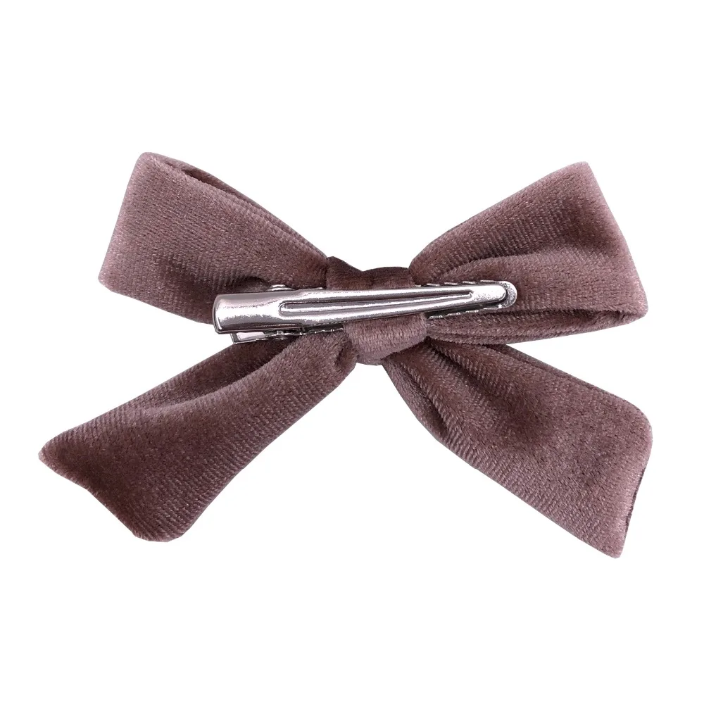 2 PCS Vintage Velvet 3.5 inch hair bow clips Baby Girls fabric piggy tail Hair clips Barrettes Hairpins Kids Hair Accessories