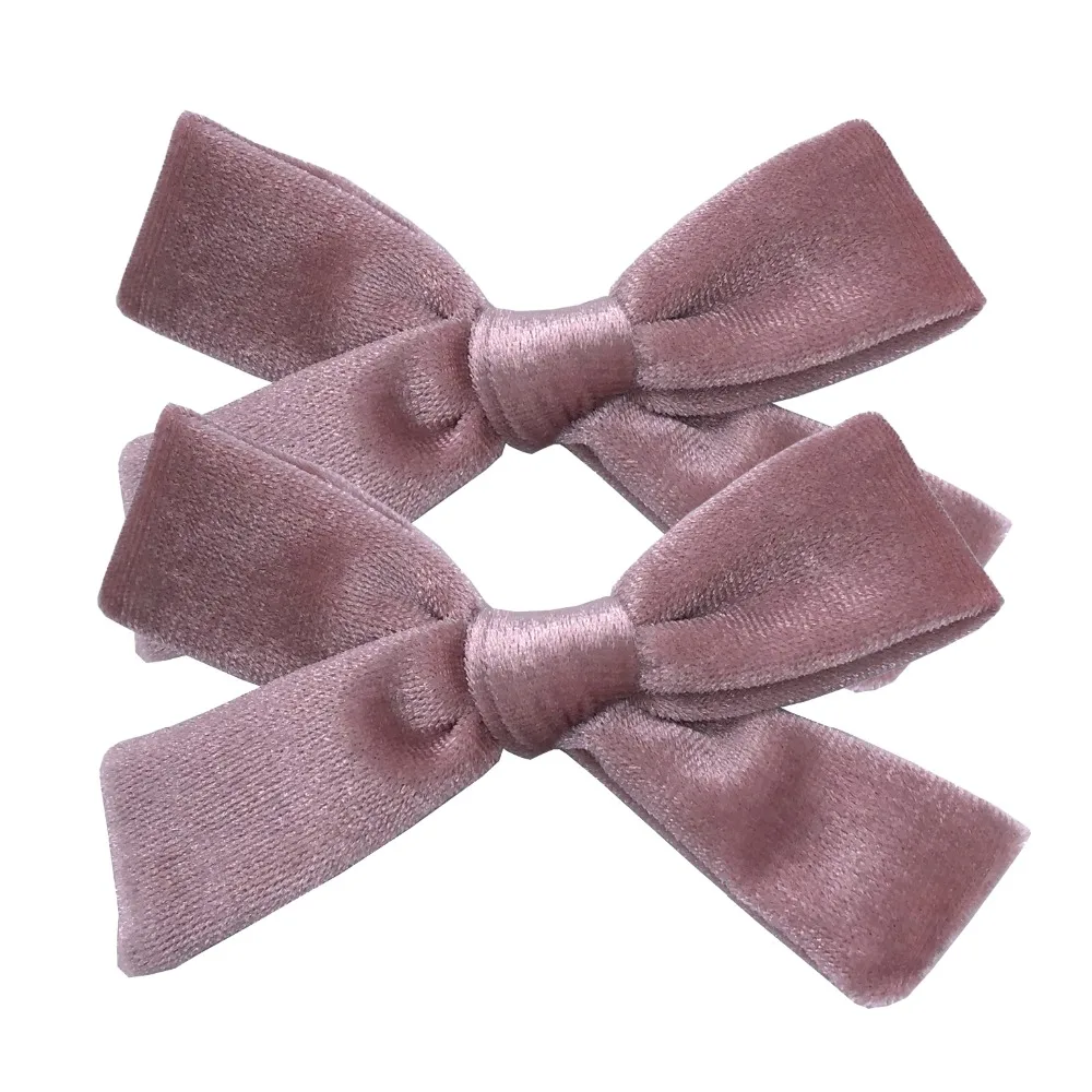 2 PCS Vintage Velvet 3.5 inch hair bow clips Baby Girls fabric piggy tail Hair clips Barrettes Hairpins Kids Hair Accessories