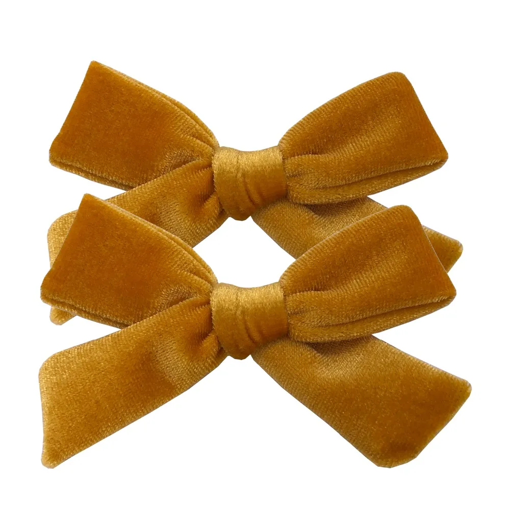 2 PCS Vintage Velvet 3.5 inch hair bow clips Baby Girls fabric piggy tail Hair clips Barrettes Hairpins Kids Hair Accessories