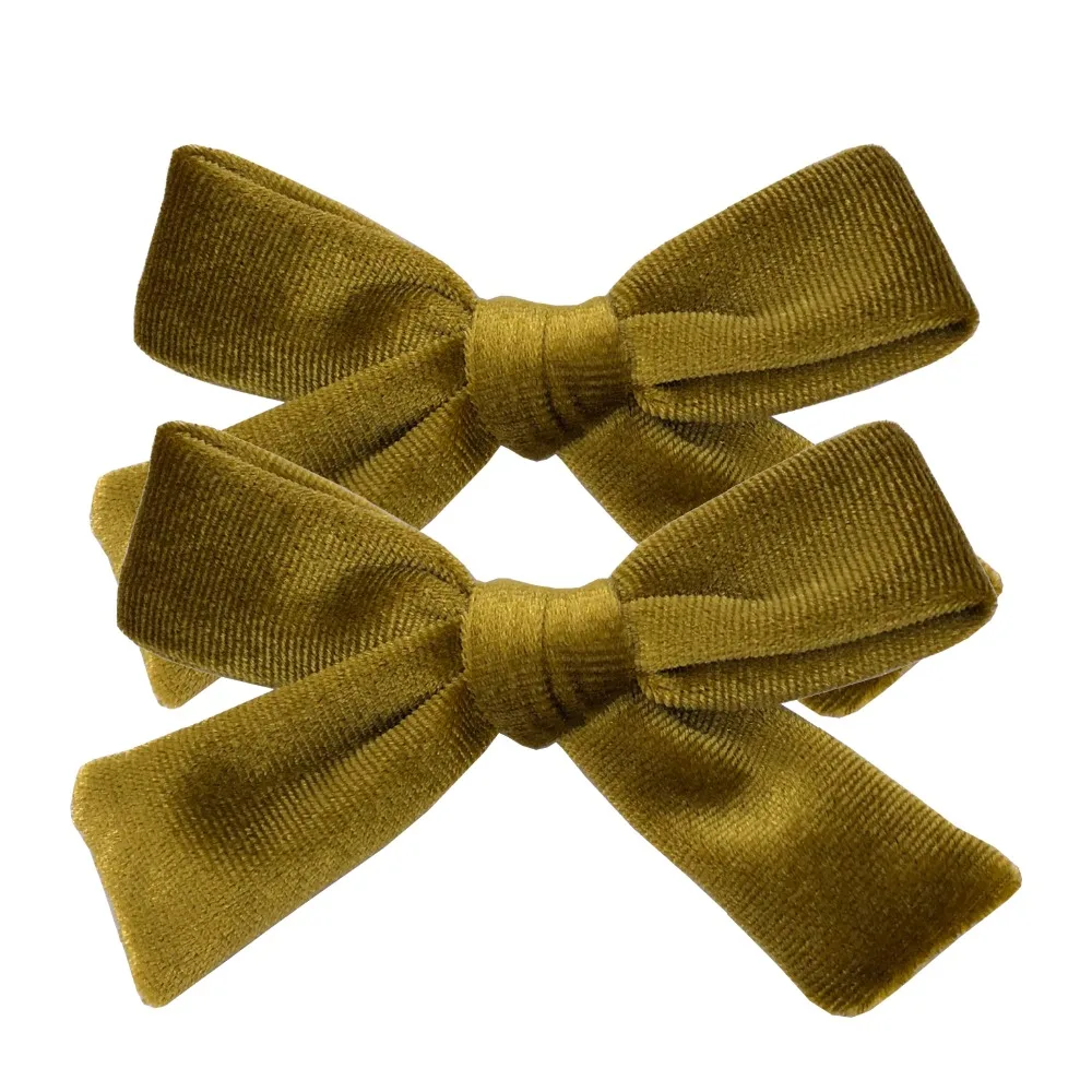 2 PCS Vintage Velvet 3.5 inch hair bow clips Baby Girls fabric piggy tail Hair clips Barrettes Hairpins Kids Hair Accessories