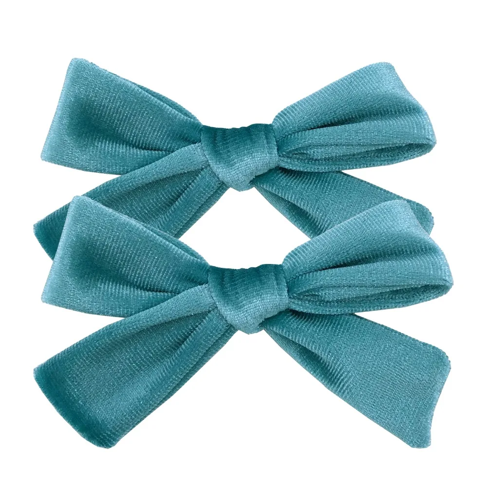 2 PCS Vintage Velvet 3.5 inch hair bow clips Baby Girls fabric piggy tail Hair clips Barrettes Hairpins Kids Hair Accessories