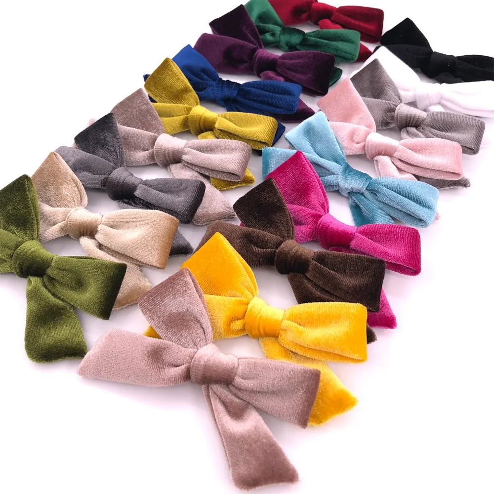 2 PCS Vintage Velvet 3.5 inch hair bow clips Baby Girls fabric piggy tail Hair clips Barrettes Hairpins Kids Hair Accessories