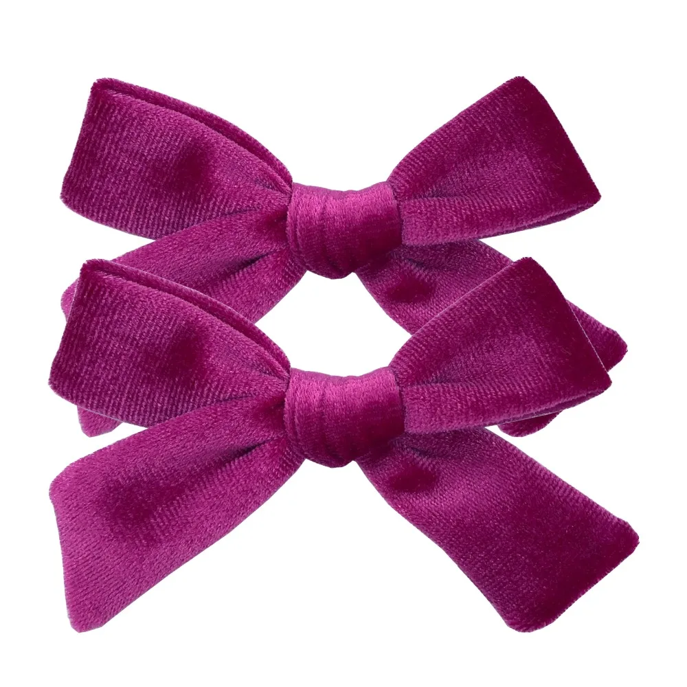 2 PCS Vintage Velvet 3.5 inch hair bow clips Baby Girls fabric piggy tail Hair clips Barrettes Hairpins Kids Hair Accessories
