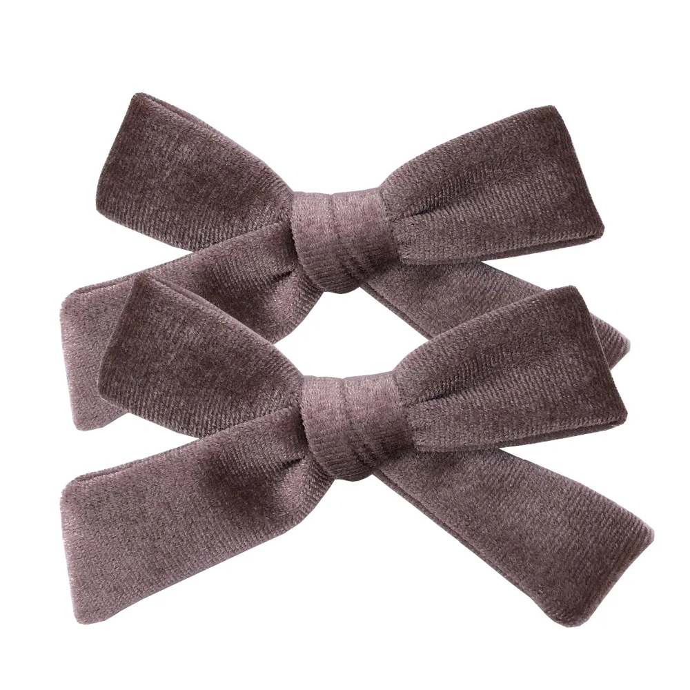 2 PCS Vintage Velvet 3.5 inch hair bow clips Baby Girls fabric piggy tail Hair clips Barrettes Hairpins Kids Hair Accessories