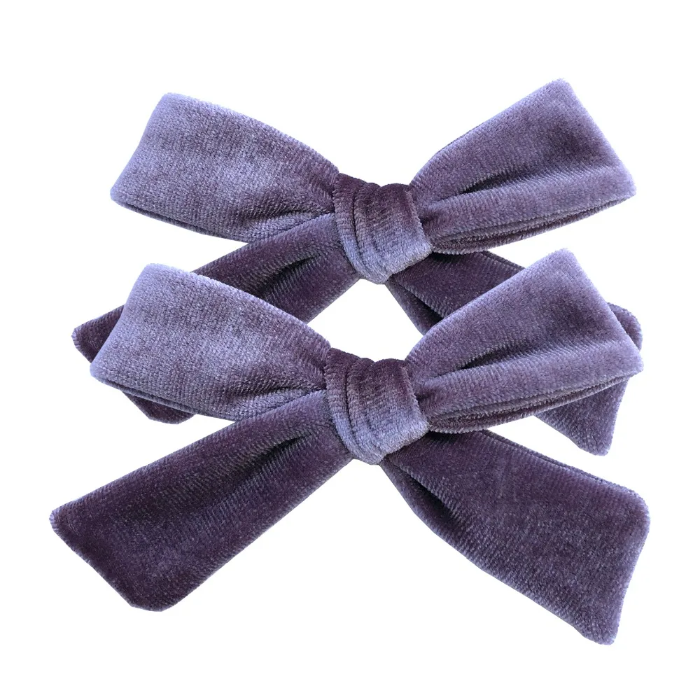 2 PCS Vintage Velvet 3.5 inch hair bow clips Baby Girls fabric piggy tail Hair clips Barrettes Hairpins Kids Hair Accessories