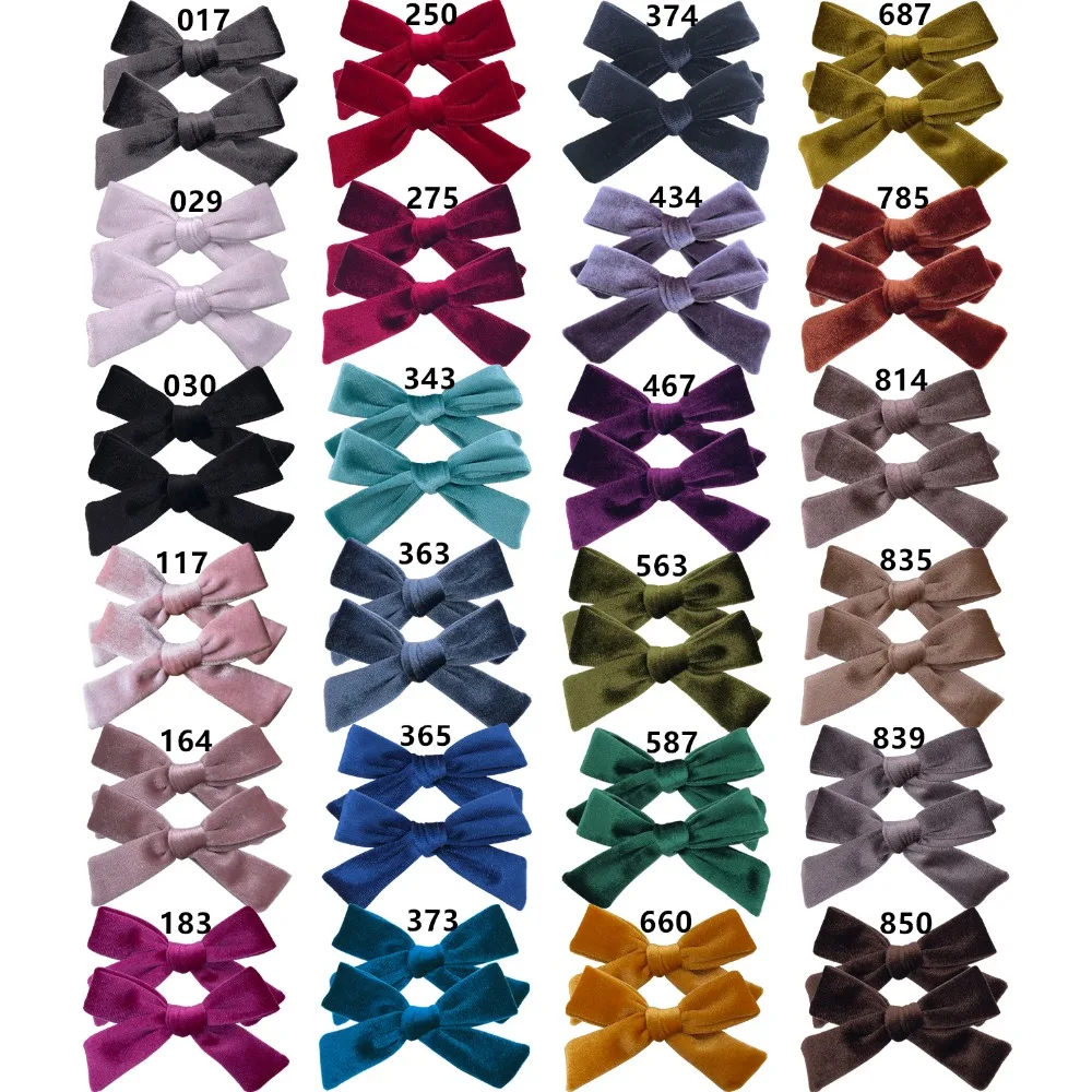 2 PCS Vintage Velvet 3.5 inch hair bow clips Baby Girls fabric piggy tail Hair clips Barrettes Hairpins Kids Hair Accessories