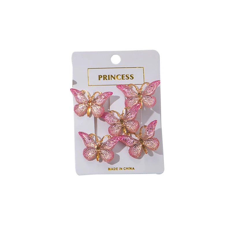 5PCS Sweet Macarons Gradient Color Cute Butterfly girl Hairpins women Headwear Princess Barrette Girls Hair Accessories