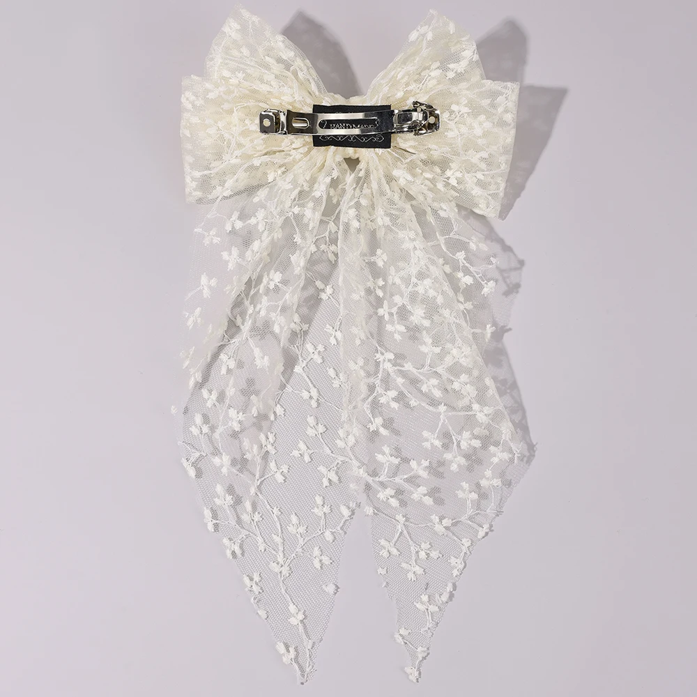 Sweet Lace Large Bow Hair Clip Elegant Embroidery Double-Layer Bownot Hairpin For Girls Korean Kids Accessories Headwear Gift