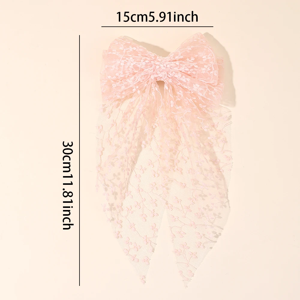 Sweet Lace Large Bow Hair Clip Elegant Embroidery Double-Layer Bownot Hairpin For Girls Korean Kids Accessories Headwear Gift