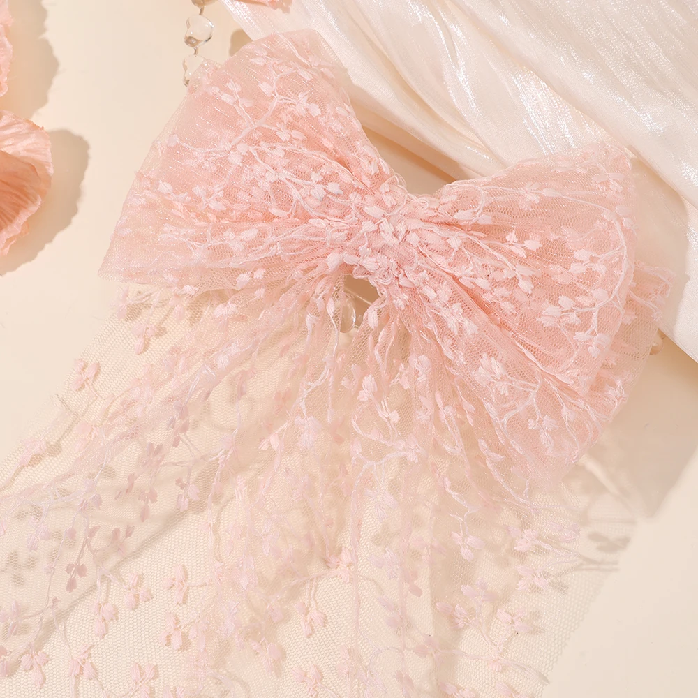 Sweet Lace Large Bow Hair Clip Elegant Embroidery Double-Layer Bownot Hairpin For Girls Korean Kids Accessories Headwear Gift