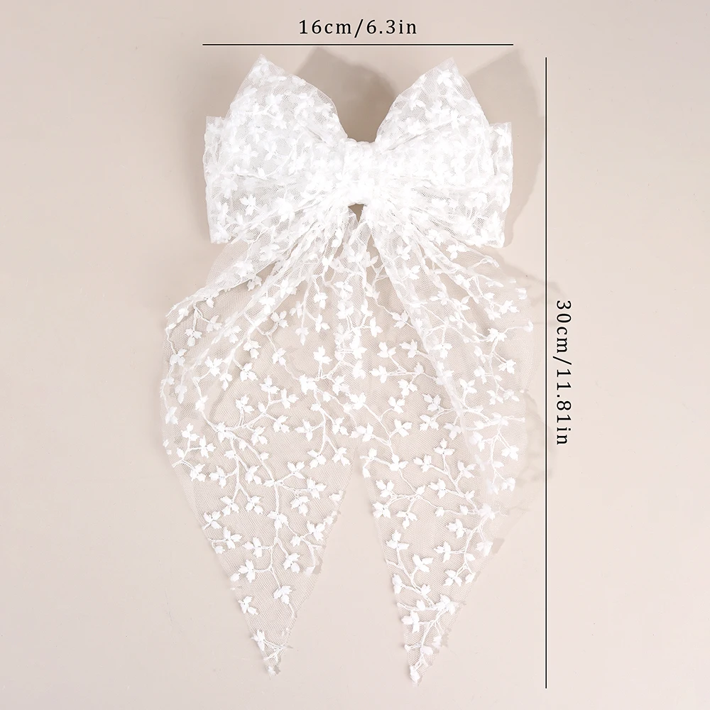 Sweet Lace Large Bow Hair Clip Elegant Embroidery Double-Layer Bownot Hairpin For Girls Korean Kids Accessories Headwear Gift