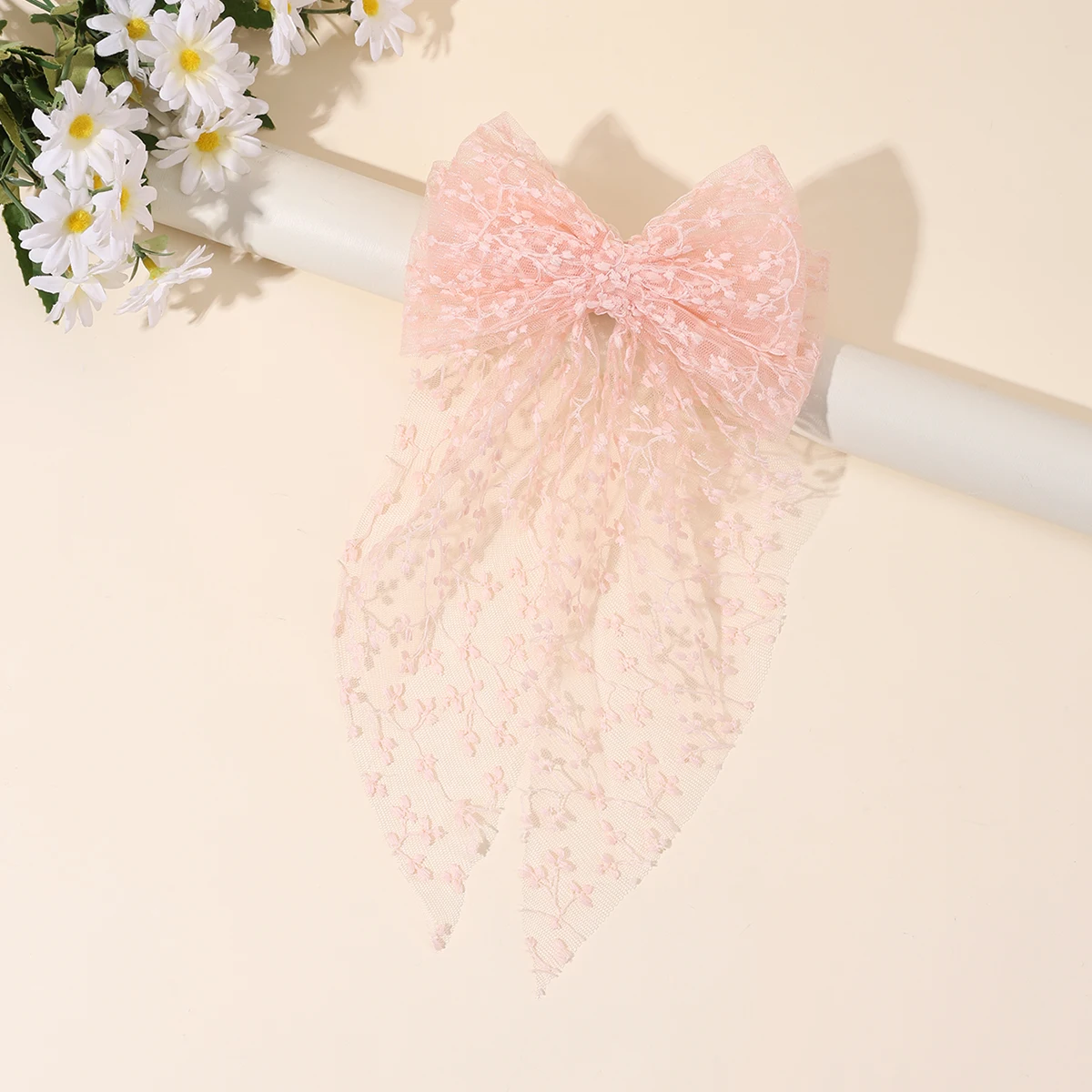 Sweet Lace Large Bow Hair Clip Elegant Embroidery Double-Layer Bownot Hairpin For Girls Korean Kids Accessories Headwear Gift