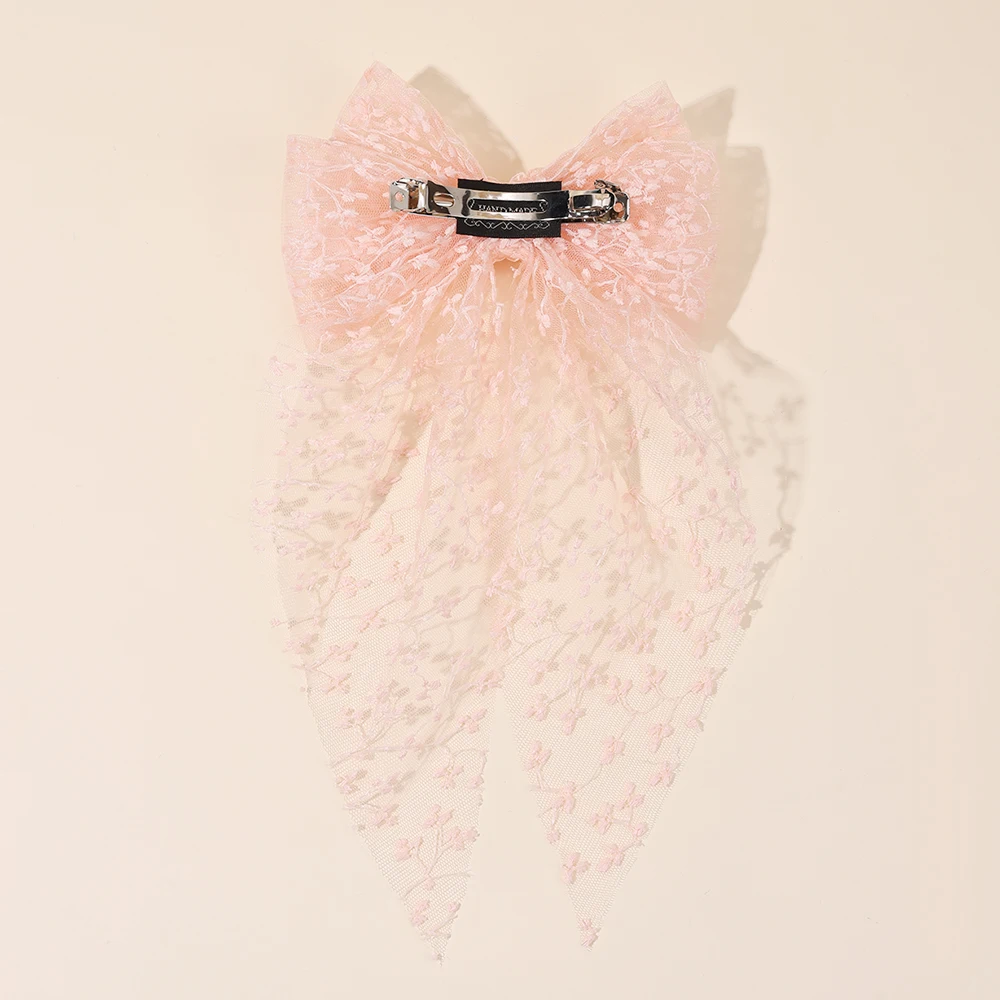 Sweet Lace Large Bow Hair Clip Elegant Embroidery Double-Layer Bownot Hairpin For Girls Korean Kids Accessories Headwear Gift