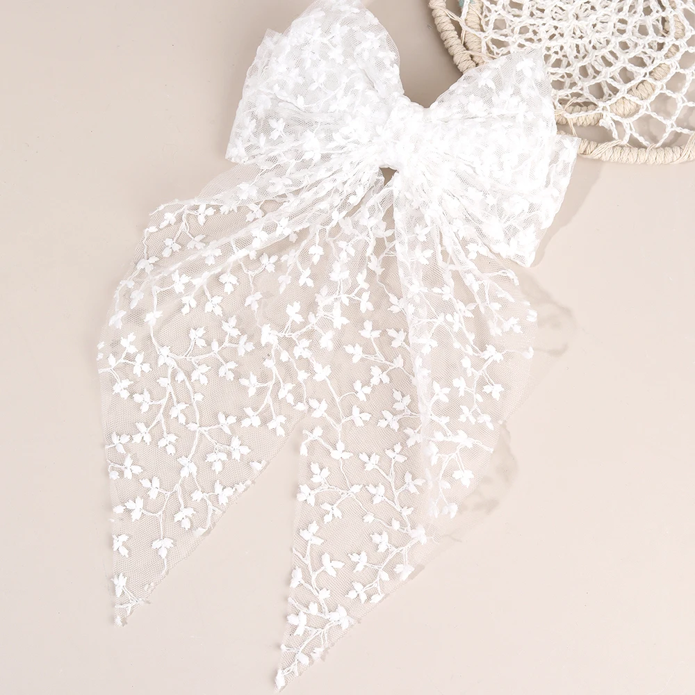 Sweet Lace Large Bow Hair Clip Elegant Embroidery Double-Layer Bownot Hairpin For Girls Korean Kids Accessories Headwear Gift