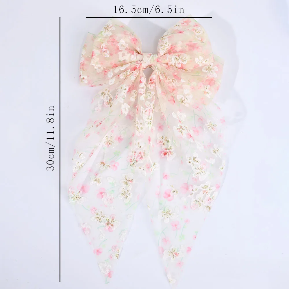 Sweet Lace Large Bow Hair Clip Elegant Embroidery Double-Layer Bownot Hairpin For Girls Korean Kids Accessories Headwear Gift