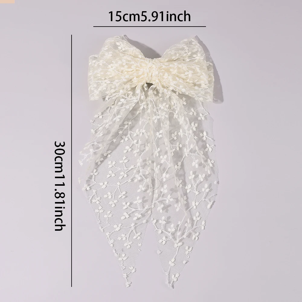 Sweet Lace Large Bow Hair Clip Elegant Embroidery Double-Layer Bownot Hairpin For Girls Korean Kids Accessories Headwear Gift