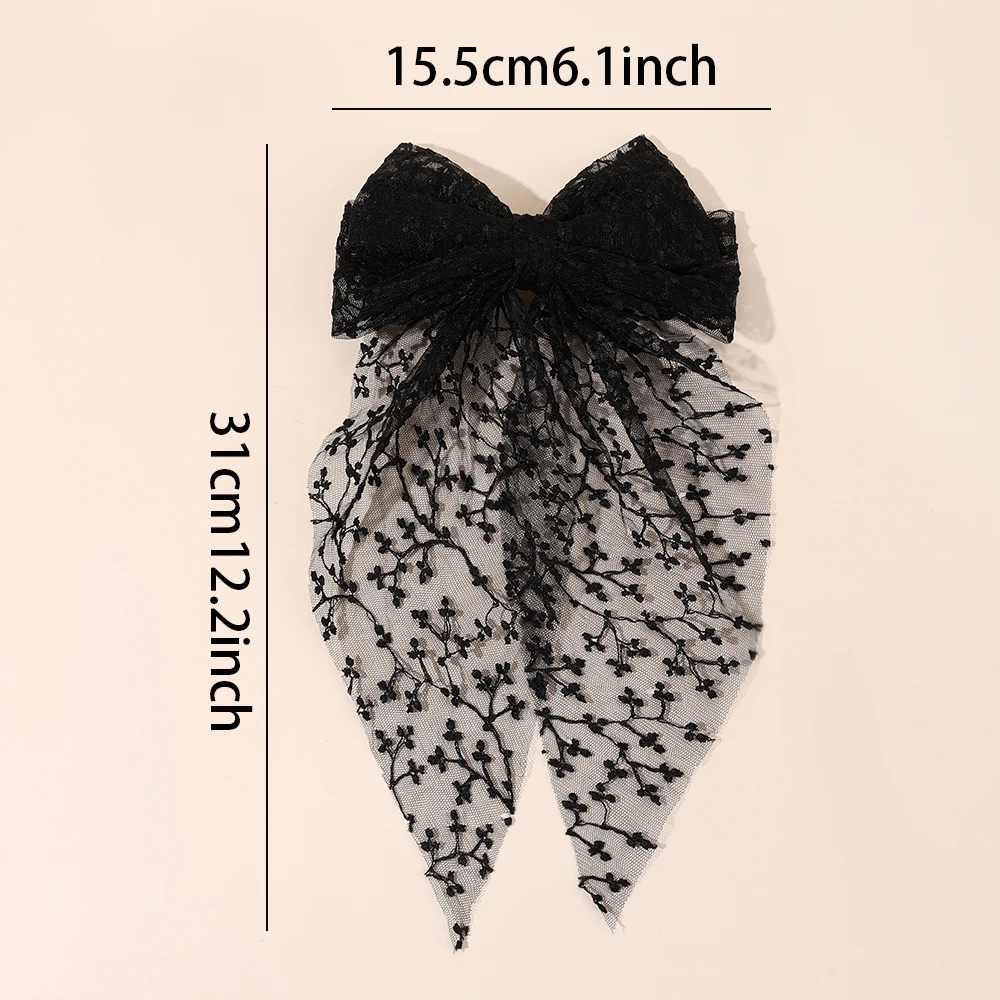 Sweet Lace Large Bow Hair Clip Elegant Embroidery Double-Layer Bownot Hairpin For Girls Korean Kids Accessories Headwear Gift